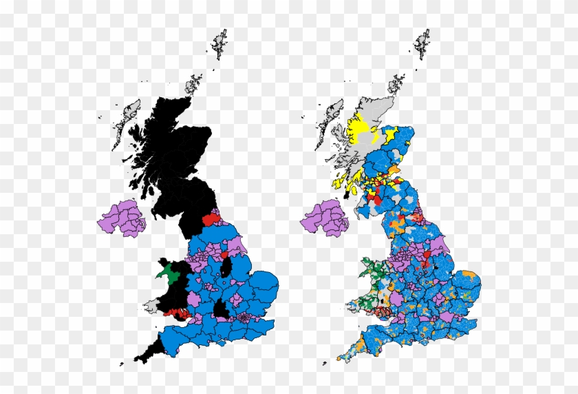 Map Showing Council Control And Largest Party By Ward - England Local Elections 2018 #807539