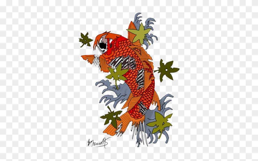 Zombie Koi By Purpleavatar On Deviantart - Koi Fish Tattoo Png #807717