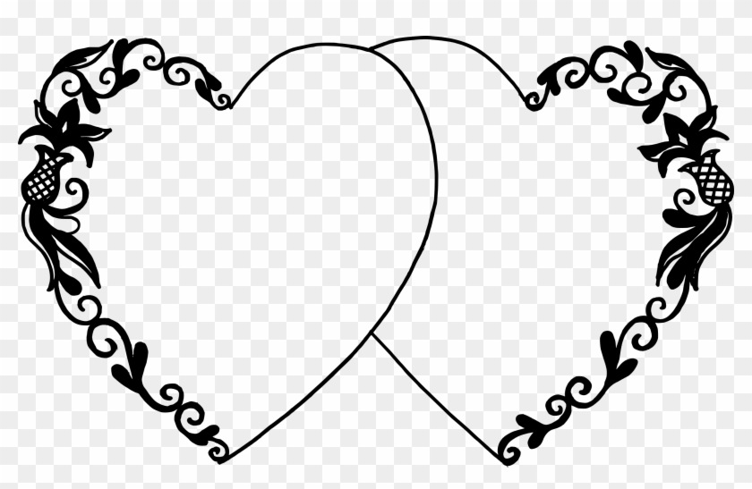 Free Download - Black And White Png Heart Frame #808207