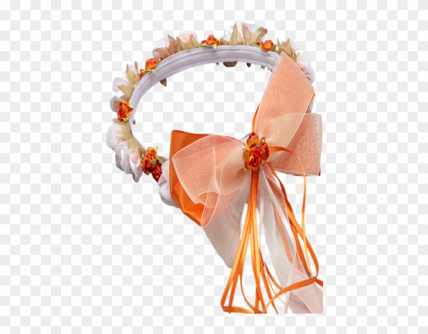 Orange Floral Crown Wreath Handmade With Silk Flowers, - Artificial Flower #808301