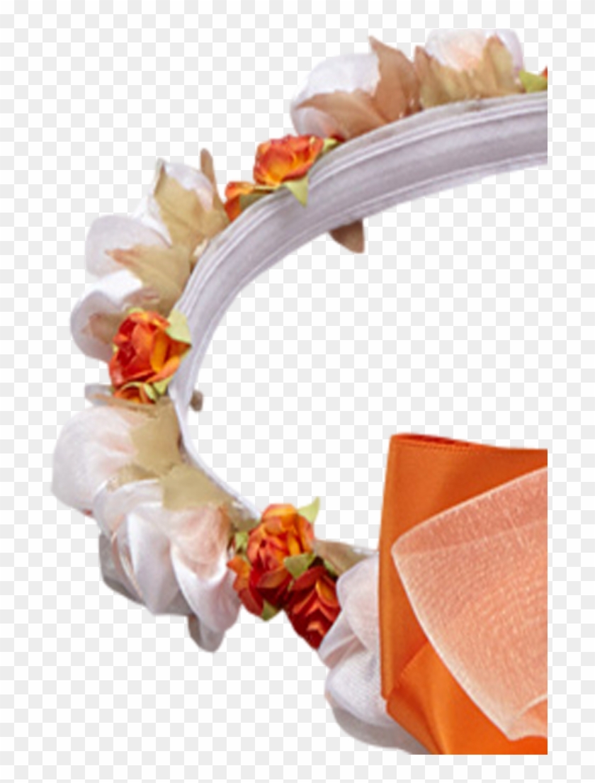 Orange Silk Floral Crown Wreath W Satin Back Bows Girls - Headpiece #808305