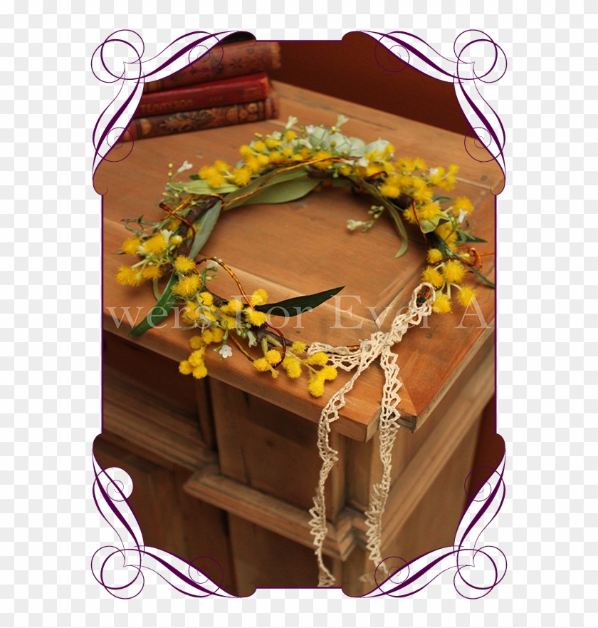 Silk Australian Native Wattle And Berry Flower Crown, - Australian Native Flower Crown #808377