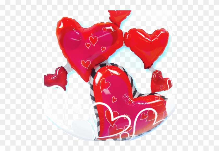 Floating Hearts Double Bubble Balloon 1pc - Double Bubble Balloon - Floating Hearts 61 Cm #809167