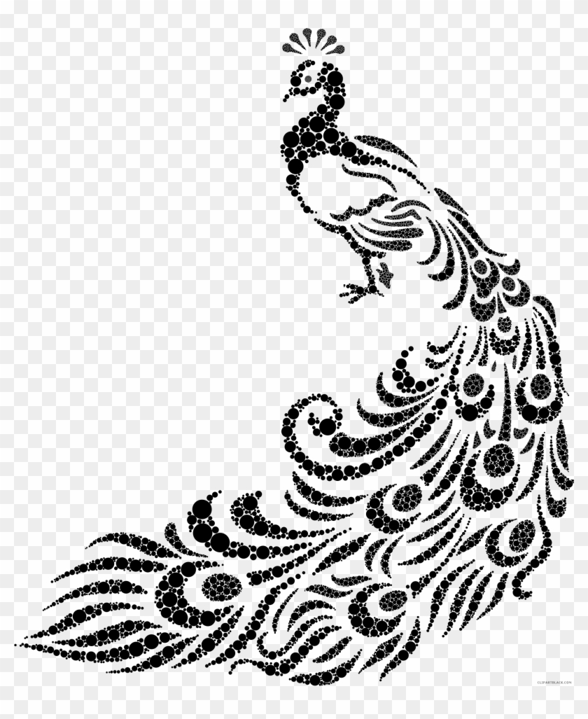 Black And White Peacock Animal Free Black White Clipart - Peacock Black And White #809873