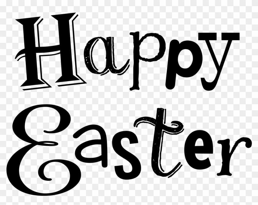 Religious Easter Clip Art Black And White Easter Clipart - Happy Easter Word Art #810876