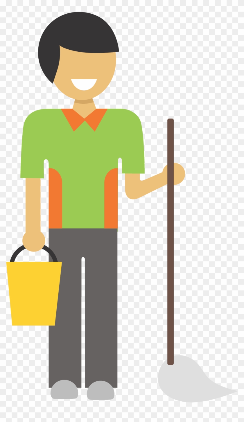 Illustration Of Man Holding A Bucket And A Mop - Mop #811843