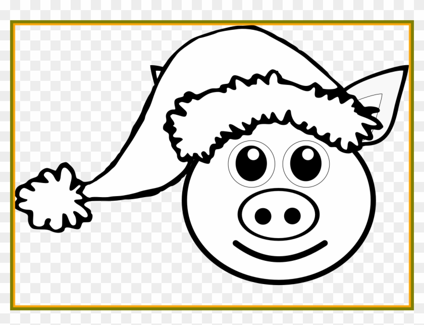 Awesome Pig Line Art Clip On Clipart Pict For Piggy - Christmas Hat #812019