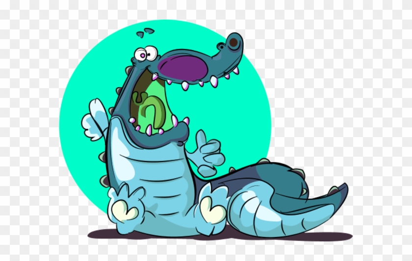 Large Smiling Crocodile Cartoon Funny Clipart - Cocodrilo Comiendo Dibujo En Transparent #812150