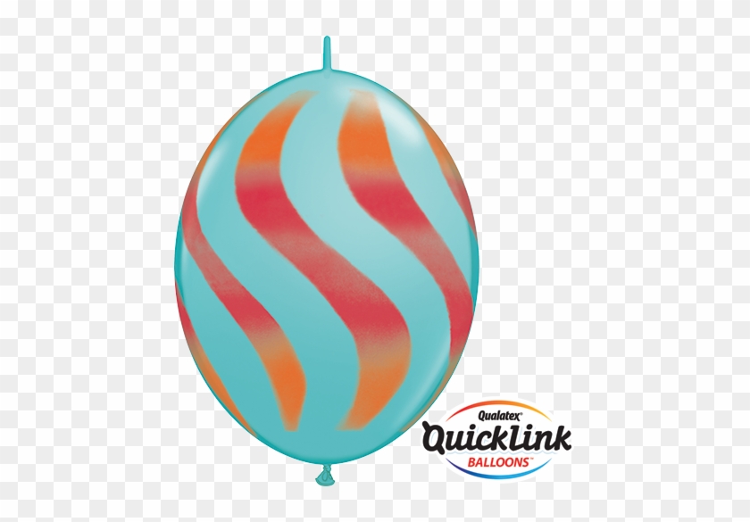 12" Quick Link Caribbean Blue Wavy Stripes/org & Red - 30cm Quick Link Balloons Blue With Green #812482