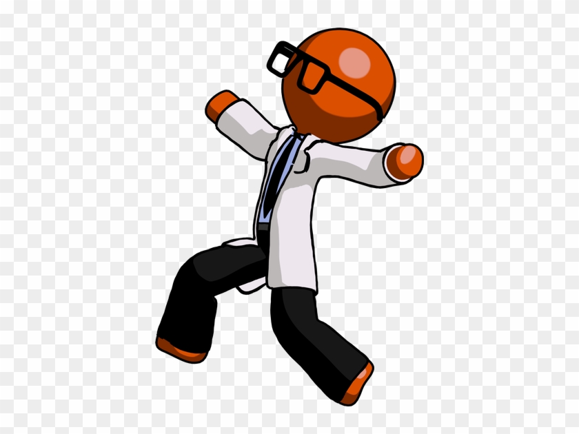 Orange Doctor Scientist Man Running Away - Panic #812785