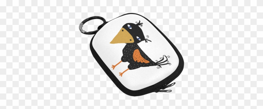 Cute Black Baby Bird Illustration Coin Purse - Sac A Main En Cuir Et Porte-monnaie Assorti-892- Image #813970