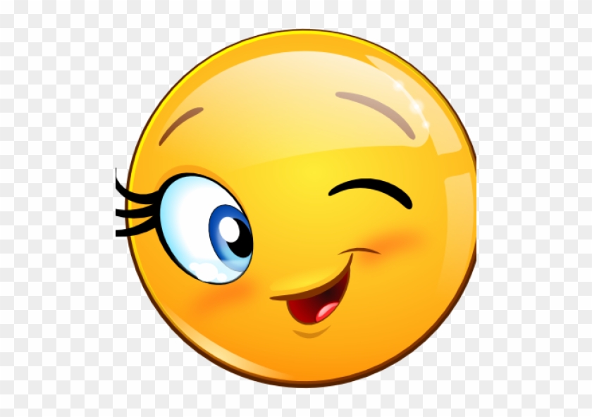 Smiley Wink Emoticon Flirting Clip Art - Cute Emoji Happy Face #814051.