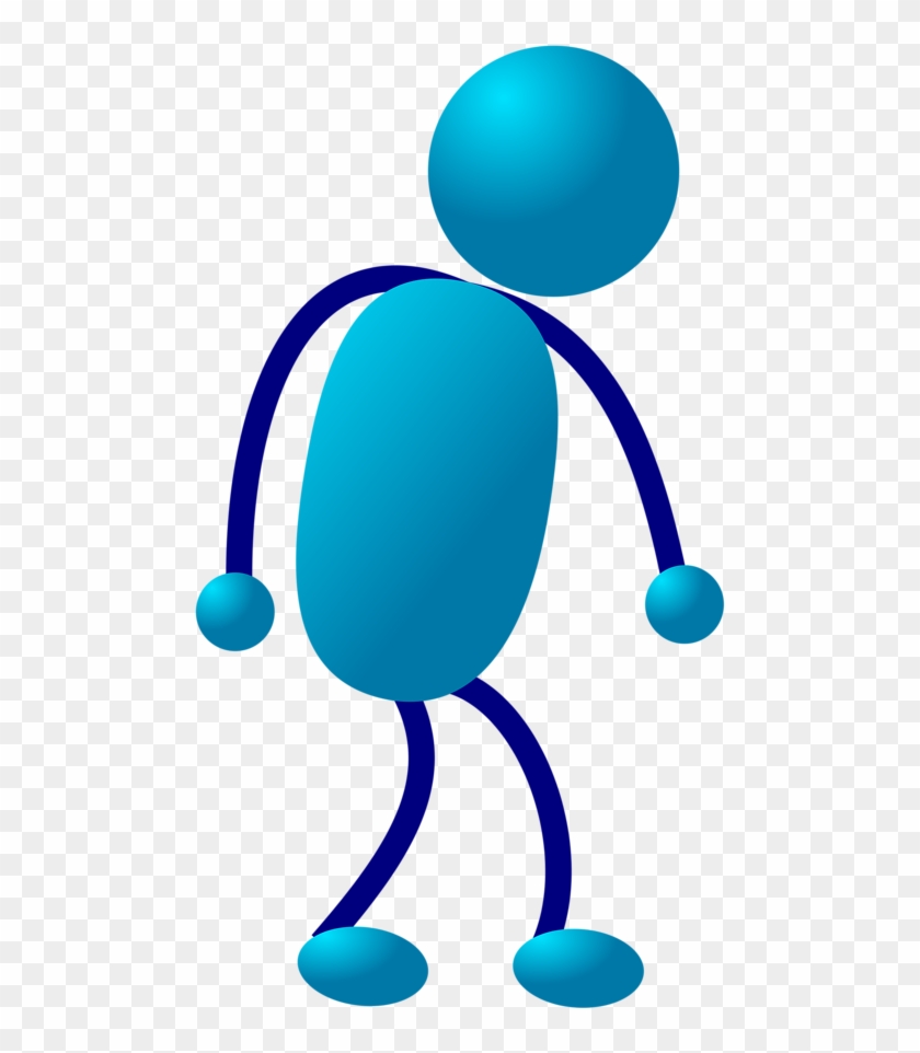 Illustration Of A Dancing Cartoon Blue Man - Stick Man Walking #814840