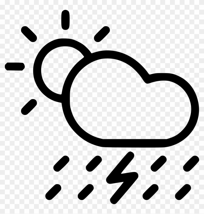 Cloud Rain Rainfall Thunder Daytime Lightning Sun Comments - Sun And Thunder Black & White Clip Art #814890
