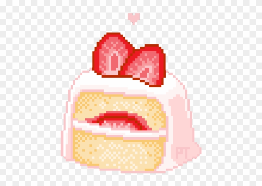 Cake Strawberry Cute Pixel Pastel Pink Tumblr Anime - Strawberry Cake Pixel #815499