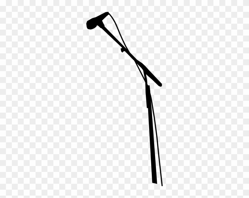 Microphone In Black By Ocal Clip Art - Microphone Stand Silhouette Png #815540