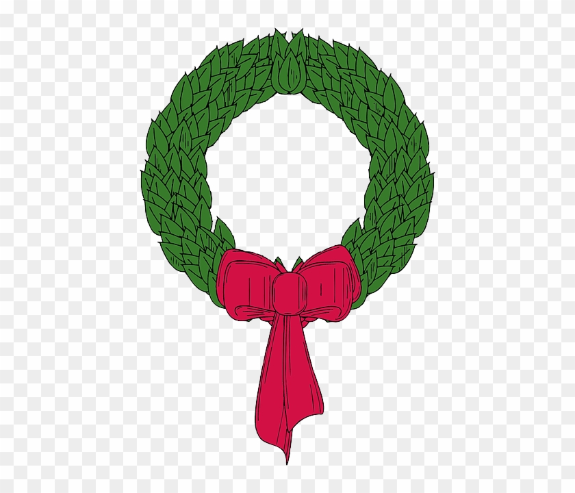 Black, Wreath, Holly, Outline, Drawing, White - Christmas Wreath Clip Art No Background #147120