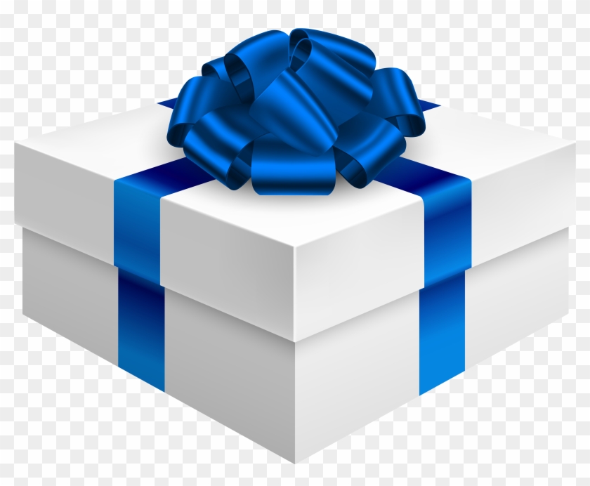 Gift Box With Dark Blue Bow Png Clipart - Wrapping Paper #147153