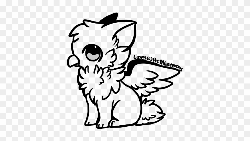 Animal Line Art Drawings Free Use Griffin Lineart By - Cute Griffin Base #147212