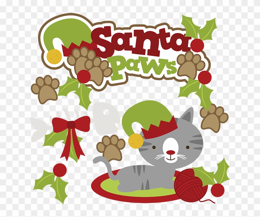 Santa Paws Svg Cat Clipart Cat Svg Cute Cat Clip Art - Santa Paws Kitty Oval Ornament #147339