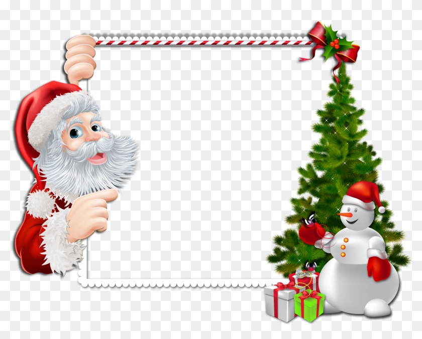 Large Christmas Png Frame With Santa And Snowman - Clipart Rahmen Weihnachten Kostenlos #147355