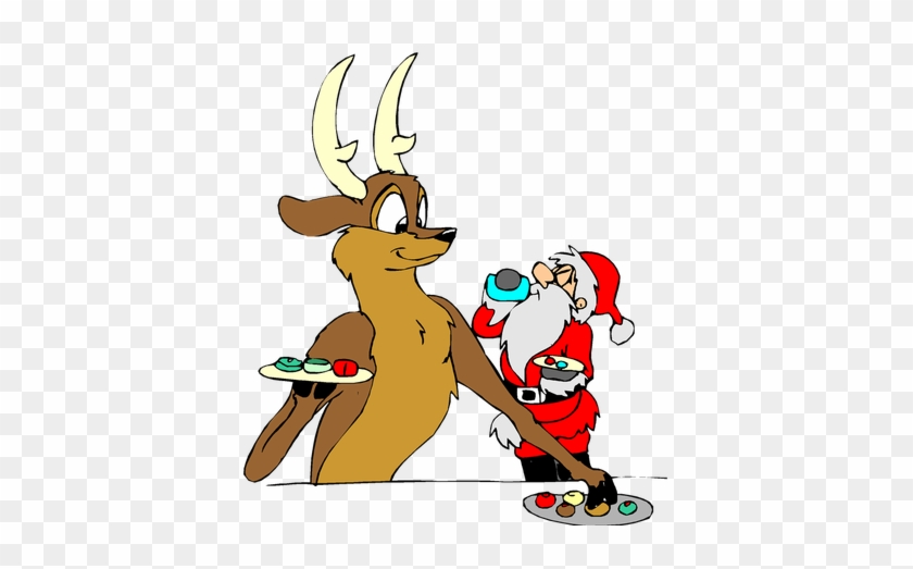 Santa Christmas With Reindeer Free Public Domain Clip - Christmas Pictures Clip Art #147515