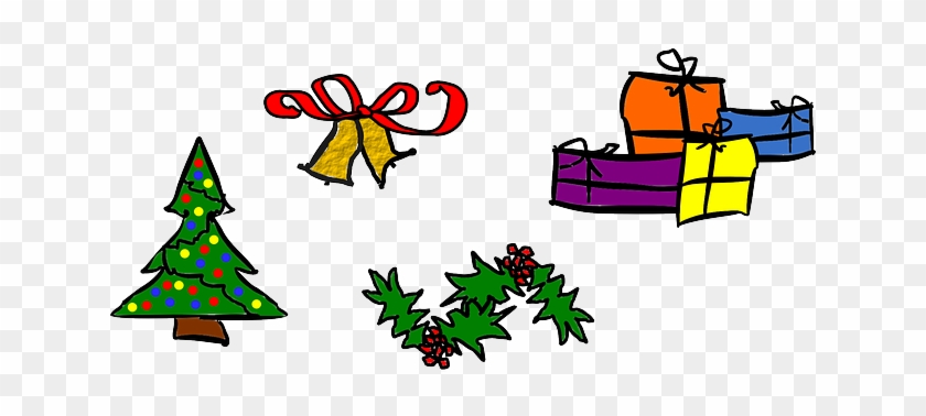 Tree, Christmas, Holiday, Bells, Presents - Small Christmas Clipart Free #147776