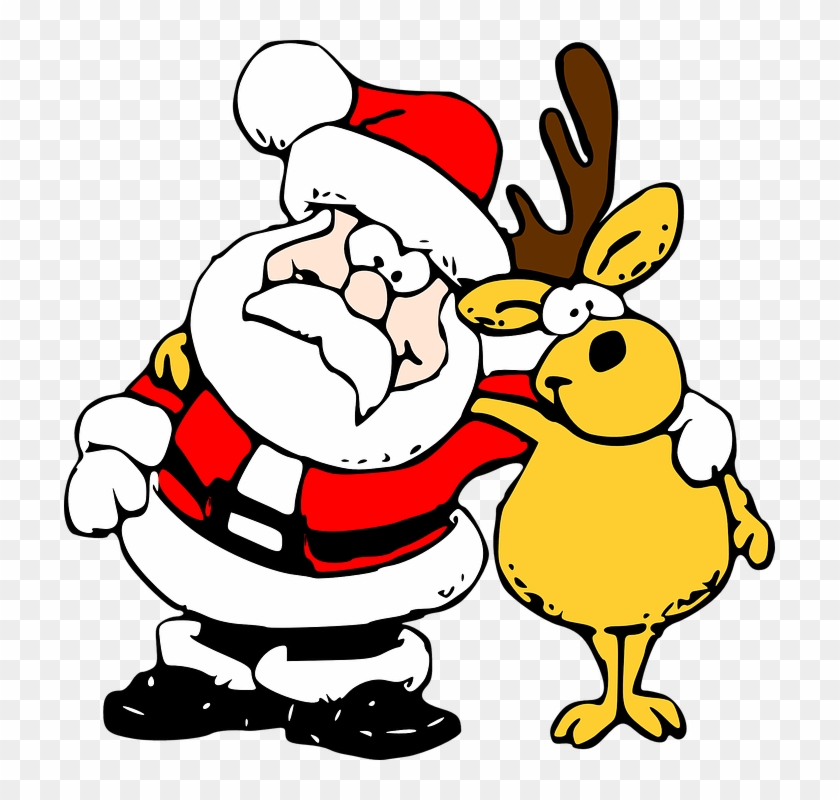 Cartoon Santa And Reindeer #148063