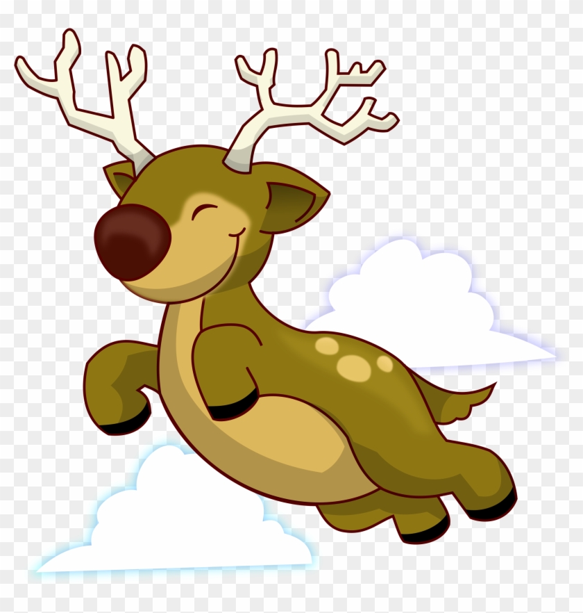 Clipart - Flying Christmas Reindeer Cartoon #148606