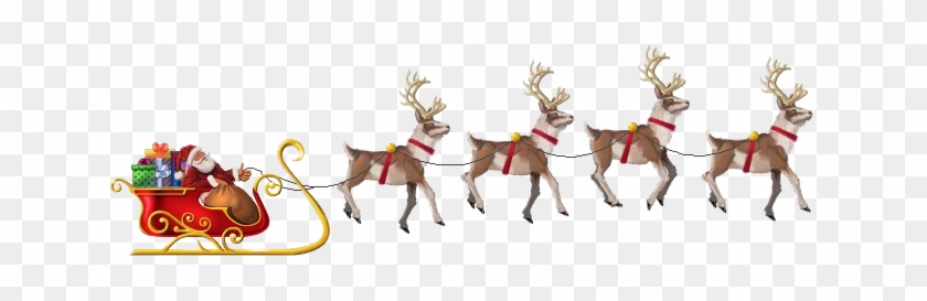 Flying Santa - Santa And Reindeer Flying Png #149077