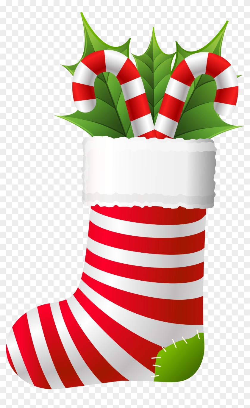 Christmas Stocking With Candy Canes Png Clip Artu200b - Christmas Stockings Clipart Png #149595