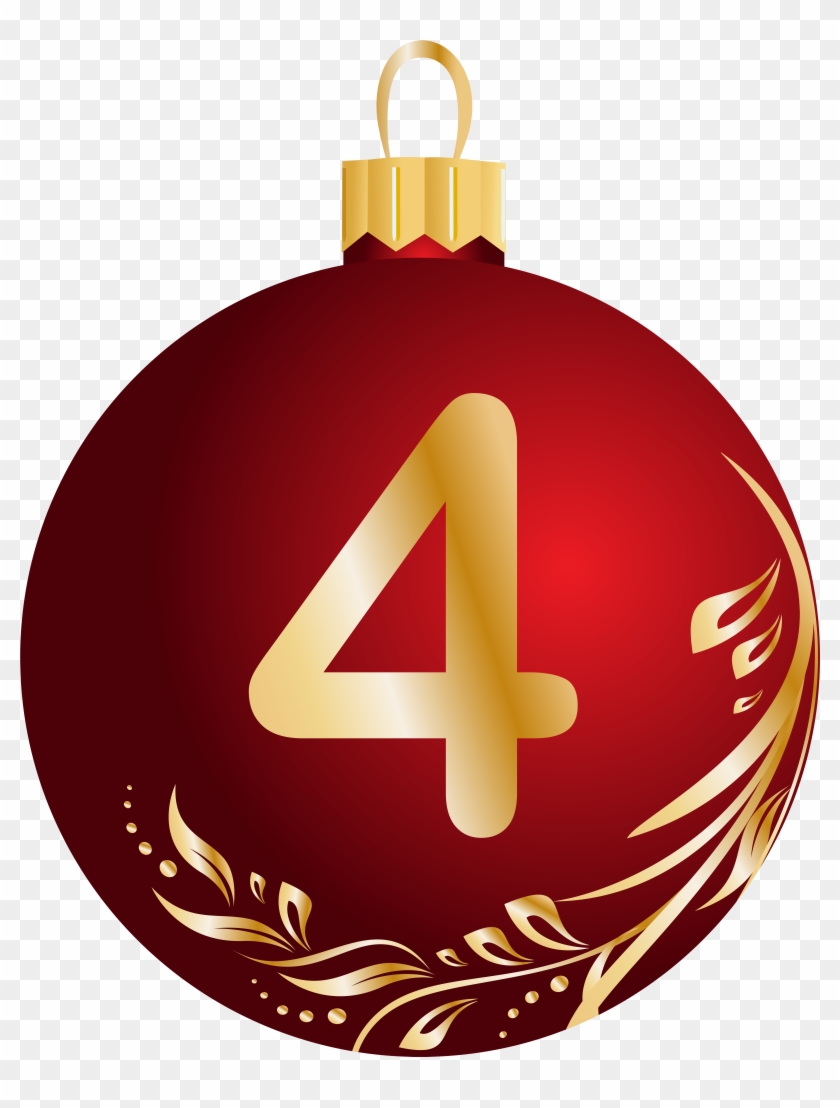 Christmas Ball Number Four Transparent Png Clip Art - Christmas Number 4 Transparent #149606