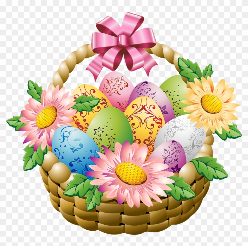 Gift Basket T Clipart Flower Basket Pencil And In Color - Easter Basket With Flowers #149702