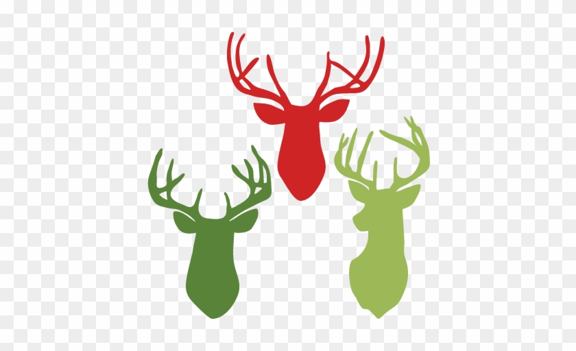 Deer Heads Svg Scrapbook Cut File Cute Clipart Files - Plaid Reindeer Raglan, Christmas Deer Shirt, 3/4 Sleeve #149721