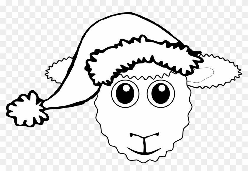 Sheep - Clipart - Black - And - White - Christmas Sheep Coloring Page #149762