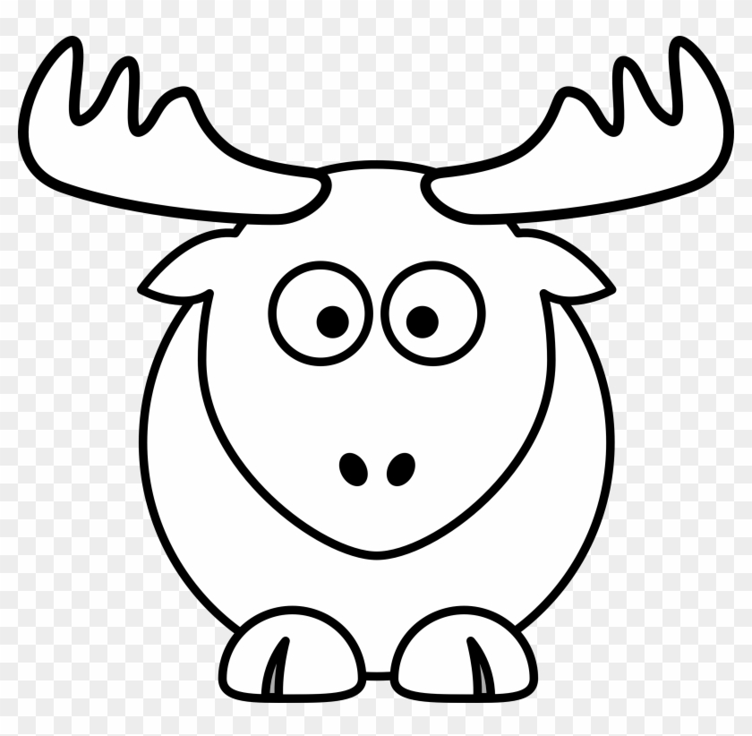 Reindeer Clipart Black And White Reindeer Head Santa - Cartoon Coloring Pages #149784