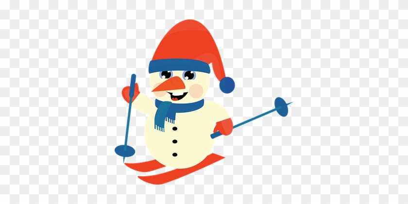 Snowman Winter Christmas Ski Downhill Snow - Skiing Clipart Png #150003