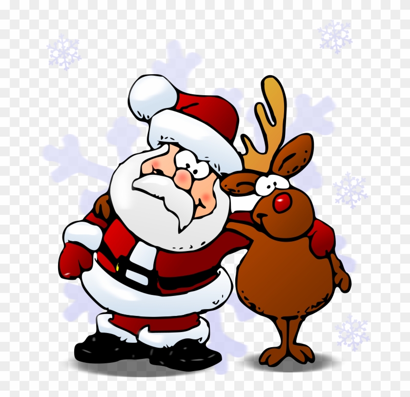 Free Colored - Santa, Rudolph Christmas Round Ornament #150855