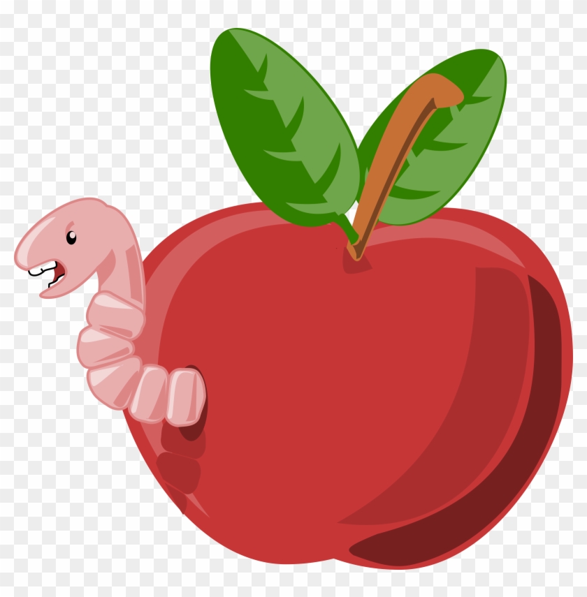 Rg1024 Cartoon Apple With Worm Clip Art - Apple With Worm Cartoon #150976