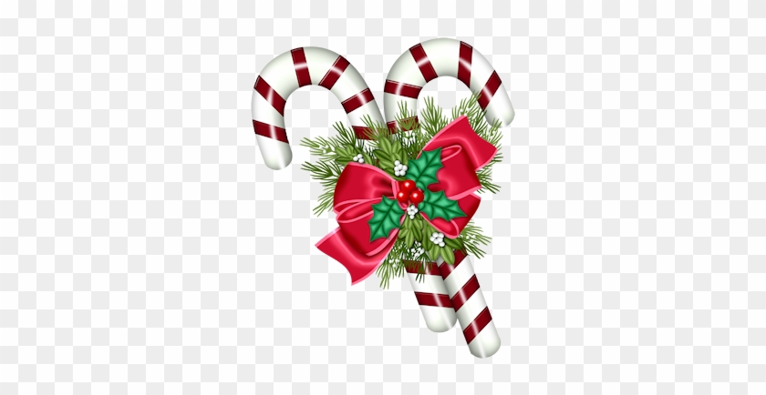 Transparent Christmas Candy Canes With Mistletoe Png - Christmas Things Png #151291