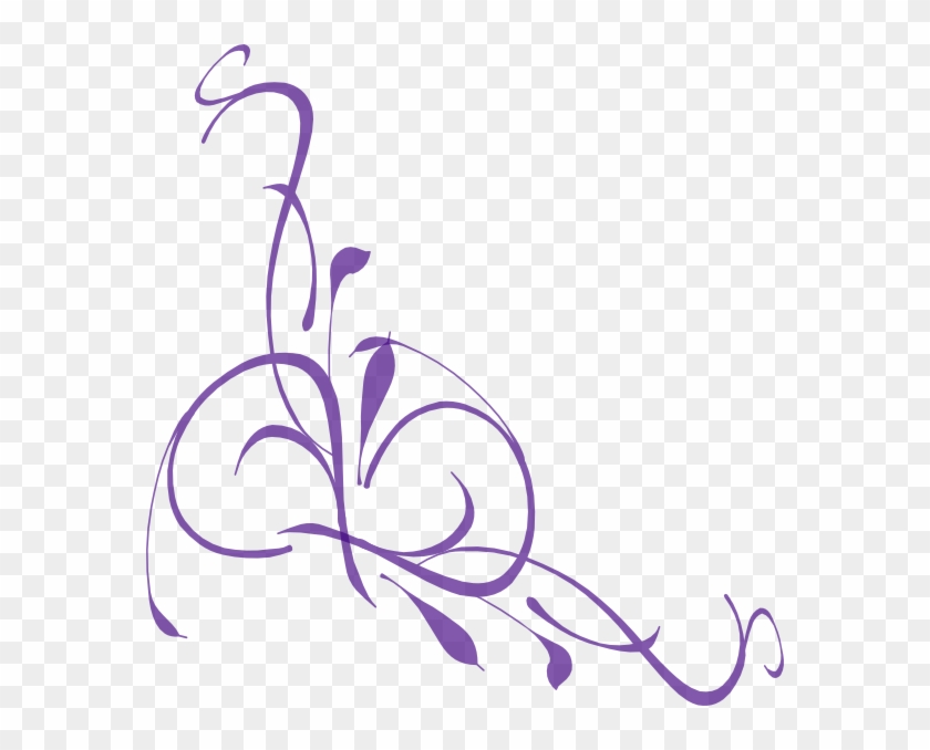 Purple Floral Swirl Clip Art At Clker - Purple Flowers Clipart Border #151329