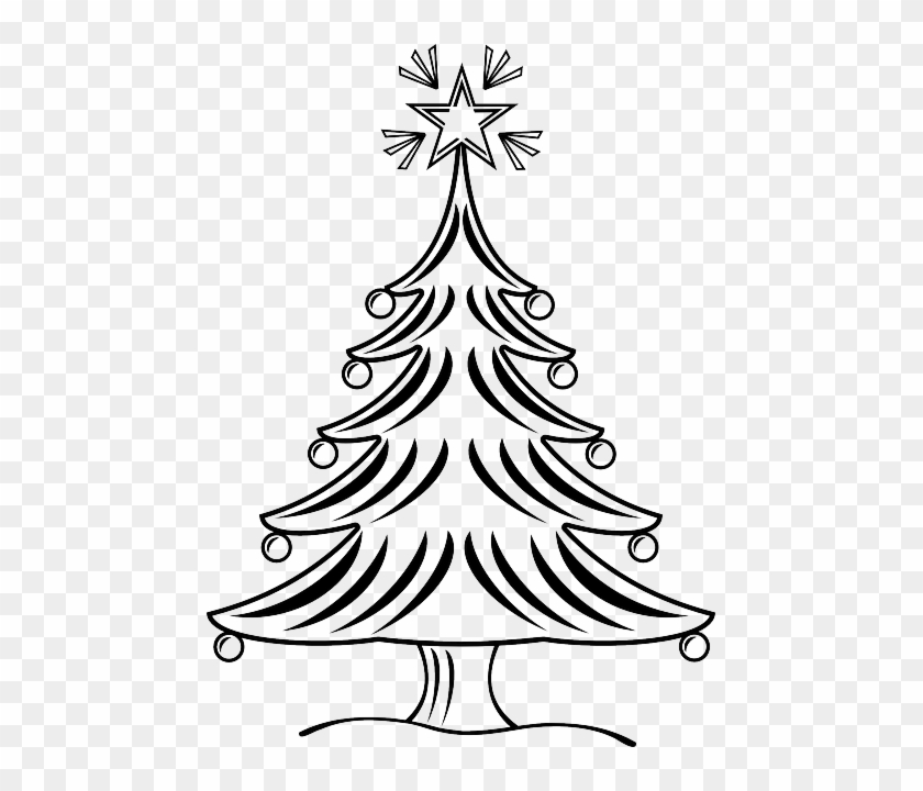 Free Christmas Tree Outline Clipart Black White - Christmas Tree Black