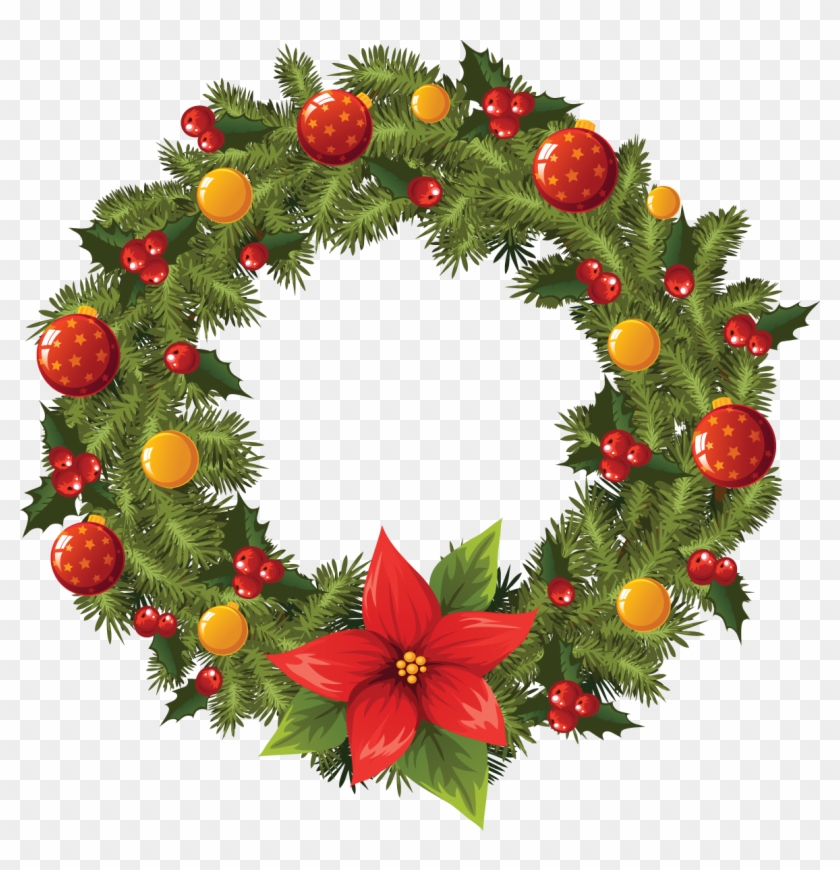 Christmas Wreath Garland Clip Art - Christmas Wreath Garland Clip Art #152105