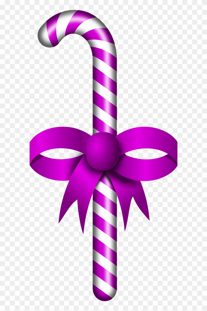 Candy Stick Red Ribbon - Purple Candy Cane Clipart #152019