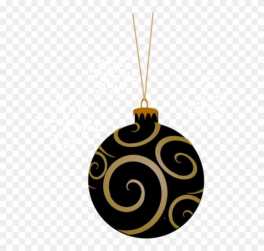 Bauble Black Tree Round Gold Christmas Holiday - Bauble Black Tree Round Gold Christmas Holiday #152575