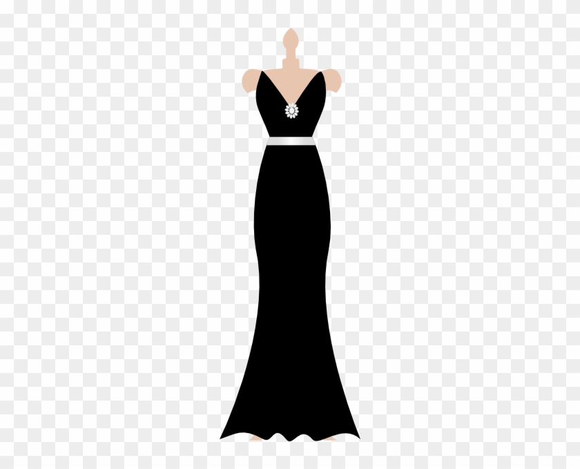 Black Dress On Stand Clip Art - Black Dress Silhouette Clip Art #153277