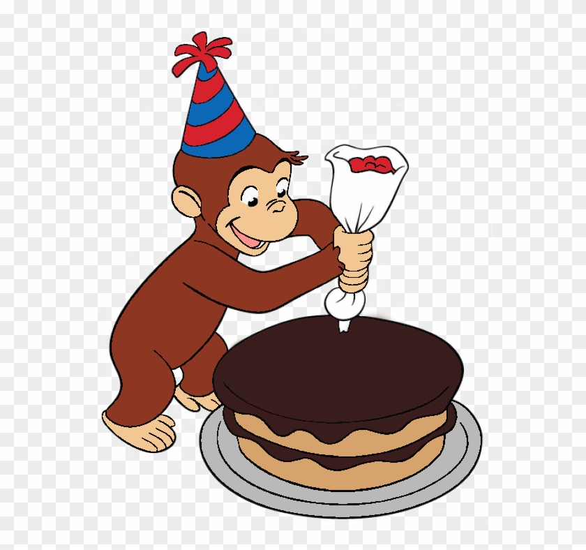 Cake Clipart Curious George - Curious George Decorating A Cake #154463