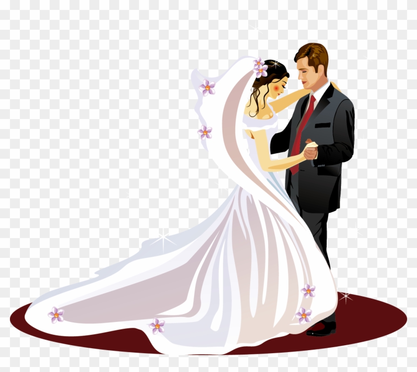 Wedding Invitation Bridegroom Clip Art - Groom And Bride Vector #154500