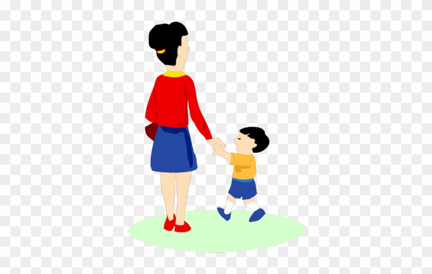 Cartoon Baby Walking - Mom And Kids Cartoon Png #154693