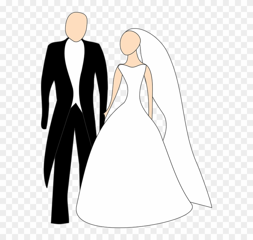 Bride Broom Wedding Dress Smoking Marriage Couple - Bride And Groom Clipart #154748